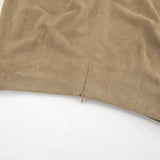 Yeknu  Autumn Retro Fashion Velvet Long Skirt Khaki Slim Straight Winter Women Skirt Zipper Solid Color Elegant Streetwear Skirt