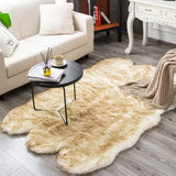 Yeknu  White Faux Fur Sheepskin Rug, 4x6 Feet, Soft Fluffy Area Rug for Bedroom, Living Room, Nursery with Brown Tips