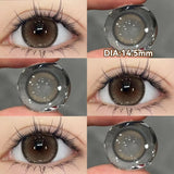 Yeknu  2PCS New Gray Prescription Contact Lenses Fashion Pupils Cosmetics Eye Color Lenses Myopia Colored Contact Lenses Brown