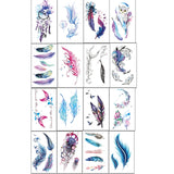 Yeknu  16pcs Tattoo Sticker Temporary Whale Bird Jellyfish Tail Color Feather Butterfly Waterproof Body Art Arm for Kids Women MenTatto