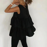 Yeknu  Summer Sleeveless Vests Tops Women Ruffle Patchwork Fashion Pleated Ladies Blouses Korean Style Loose Sweet Woman A-Line Tops