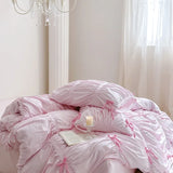 Yeknu Ruffles Pleated White Duvet Cover Set Double Queen King Twin Cotton Microfiber Bedding Set Flat/Fitted Sheet Pillowcases