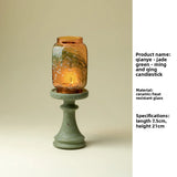 Yeknu  candle holder, traditional green Zen atmosphere lamp, creative ceramic glass decoration, home decoration