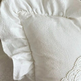 Yeknu with Lotus Frill French Lace Pillow Cover Washed Material Comfortable Embroidered Cushion Cover Soft Pillow Shell Bedroom