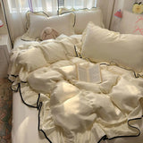 Yeknu  Luxury Ice Silk Cooling Bedding Set, Summer Washable Silk 3/4 Pcs Duvet Cover/Sheet