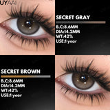 Yeknu  1pair Colored Contact Lenses for Eyes Natural Brown Contact Blue Eyes Lenses Korean Gray Contacts Yearly Green Pupils