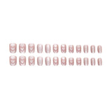 Yeknu  24 pcs short square simple French cat eye love nails +1 nail glue +1 nail file