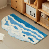 Yeknu  Soft Tufting Scenic Bathroom Mat Ocean Wave Bedroom Carpet Anti-slip Rug Doormat Foot Dry Tidy Pad Aesthetic Home Room Decor