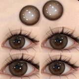 Yeknu  2PCS Myopia Eye Brown Lenses Contact Lenses for Eye Natural Brown Pupils Beauty Cosmetic Contacts Color Lenses Yearly
