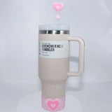 Yeknu  1PC Silicone Heart Straw Covers Reusable Star Straw Toppers Drinking Caps Straws Stopper for Stanley 10mm Tumbler Accessories