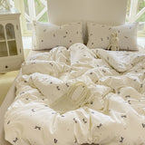 Yeknu Cute Cartoon Rabbit Bedding Set Simple Duvet Cover Bed Linen Bed Sheets Set Pillowcase Single Twin Double Queen Size Home Decor