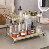 Yeknu  Metal Desktop Layered Storage Rack, Double-Layer Desk Storage Rack, Water Cup and Coffee Cup Storage Rack, Bathroom Cosmetics St
