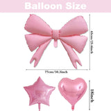 Yeknu  Pink Bow Birthday Decorations Pink Heart Star Foil Balloons Girls Women Bow Party Coquette Birthday Decors Baby Shower Supplies