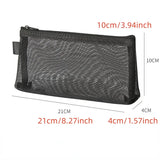 Yeknu  1Pc Clear Mesh Pencil Case Stereoscopic Portable School Supplies Pen Box Bill Storage Bag Zipper Pouch Office Student Pen Bag