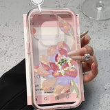 Yeknu  Tansparent TPU Pink Lotus Phone Case For iPhone 17 Pro 16 11 13 ProMax 17 12 13 15 14 Air Shockproof Funda Cover Silicone Luxury