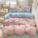 Yeknu 2025 new class A knitted cotton four-piece set, small fresh quilt cover, bed sheet floral dormitory three-piece set