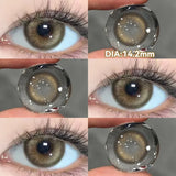 Yeknu  2PCS New Gray Prescription Contact Lenses Fashion Pupils Cosmetics Eye Color Lenses Myopia Colored Contact Lenses Brown