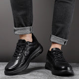 Yeknu  Men's Business Shoes Soft Moccasin Shoes Comfortable Casual Shoes for Men Autumn Solid Black White Men Sneakers