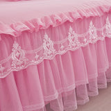 Yeknu  1 Piece Lace Bed Skirt +2pieces Pillowcases bedding set Princess Bedding Bedspreads sheet Bed For Girl bed Cover King/Queen size