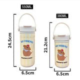 Yeknu  380ml/550ml Cartoon Double Stainless Steel Thermal Flask With Straw Portable Cute Kids Student Thermal Bottle Travel Tumbler
