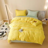 Yeknu Stripe Color Collision Shell Embroidery Student Dormitory Solid Color Four Piece Set