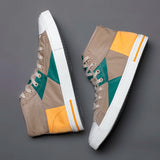 Yeknu  Men High top Canvas Shoes New Fashion Loafer Men Mocassin Designer Vulcanized Shoes Men Lace Up Casual Flats Sneakers