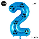 Yeknu  Soccer Birthday Party Decoration Multi Color Number 7 Balloon 32Inch 1 2 3 4 5 6 7 8 9 Digit Football Balloon Large Figure Golob