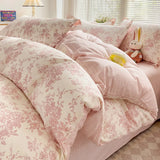 Yeknu Bedding Set 100% Cotton Bed Linen Set Floral Style Bedclothes Skin-friendly Bedsheet Set for Home Duvet Cover Set