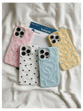 Yeknu Love Polka Dot Folds Texture Phone Cases For IPhone 15 16 Pro Max Case 13 14 Pro Soft Silicone Shockproof Fashionable Cover Case