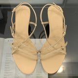 Yeknu  Summer Fashion Gladiator Narrow Band  Open Toe Women Sandals Thin Low Heel Party Shoes