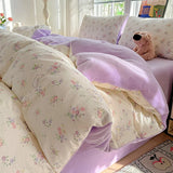 Yeknu  New All-cotton Milk Fleece High Grammage Warm Single Quilt Cover Single-sided Velvet Printed Duvet Cover for Autumn Winter