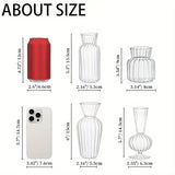 Yeknu  8/16 Pieces of Modern Transparent Glass Vase Set, Small Mini Flower Center Vase, Hand-Decorated Cute Short Window Home Decoration, Wedding Reception Table Single Rose Vase
