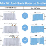 Yeknu  Sheer Table Skirt Tablecloth 3-Ply with LED Lights Premium Gold Edge Wedding Party Cake Table Decoration