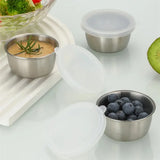 Yeknu  304 Stainless Steel Sauce Seasoning Container 40ml Sauce Cup Silicone Cover Leak-proof Salad Dipping Dish Small Storage Box