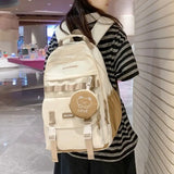 2 Piece Fashion Cute Student School Bag Casual Large Capacity Waterproof Backpack Woman Book Bag Girl