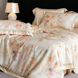 Yeknu 82% lyocell, 8% silk and 10% nylon soft silky flowers digital printing bedding set duvet cover flat/fitted bed sheet pillowcases