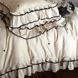 Yeknu Luxury 1000TC Australian Long Staple Cotton French Princess Wedding Bedding Set Ruffles Edge Duvet Cover Bed Sheet Pillowcases