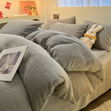 Yeknu  Towel Embroidery Washed Cotton Bedding Sets Ultra Soft Skin-Friendly Cotton Bed Sheet Set Cartoon Bedclothes for King Queen Size