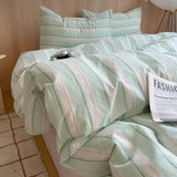 Yeknu  Single Double Exquisite Stripe 1Duvet cover+2Pillowcases 100%Cotton Experience Hotel-Like Comfort with Unparalleled Softness