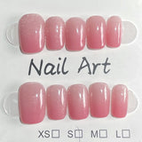 Yeknu  10pcs Handmde Pink Cat Eyes Fake Nails INS Simple Short Coffin/Almond False Nails for Women Wearable Detachable Press on Nails