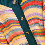 Yeknu  Women Rainbow Striped Cardigan Sweater Korean Style Long Sleeves Cashmere Sweater Vintage Knitwear Y2k 2000s Clothes Autumn