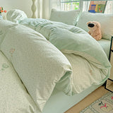 Yeknu  New All-cotton Milk Fleece High Grammage Warm Single Quilt Cover Single-sided Velvet Printed Duvet Cover for Autumn Winter