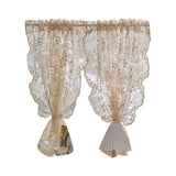 Yeknu  Cream Sheer Voile Curtains Lace Embroidery for Bay Window Small Window Partition Half Drapes Door Room Divider