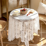 Yeknu 2025 new lace tablecloth white retro round table square tablecloth coffee table household French cover