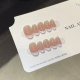 Yeknu  10pcs Short Almond Press on Nails Minimalist Cat Eye Handmade False Nails Glitter Rhinestone Fake Nails French Acrylic Nail Tips