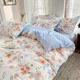 Yeknu Bedding Set 100% Cotton Bed Linen Set Floral Style Bedclothes Skin-friendly Bedsheet Set for Home Duvet Cover Set
