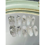 Yeknu  10Sheet Pack Handmade Fake Nails Press-On Long Nails Pipe Nails Coffin Nails Detachable Reusable Suitable for Parties and Festiv