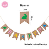 Yeknu  Easte Bunny Burlap Baner Cute Rabbit Carrot Hanging Garland Happy Easter Holiday Party Home Fireplace Wall Decorations Supplies