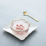 Yeknu  Ice powder bowl creative Japanese bird's nest dessert sugar water white fungus soup tray Phnom Penh cherry blossom glass bowl1Pc