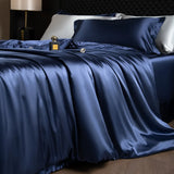 Yeknu  Luxury Mulberry Silk Duvet Cover Set High End Satin Solid Color Quilt Cover and Pillowcases Soft Silky King Size Comforter Cover